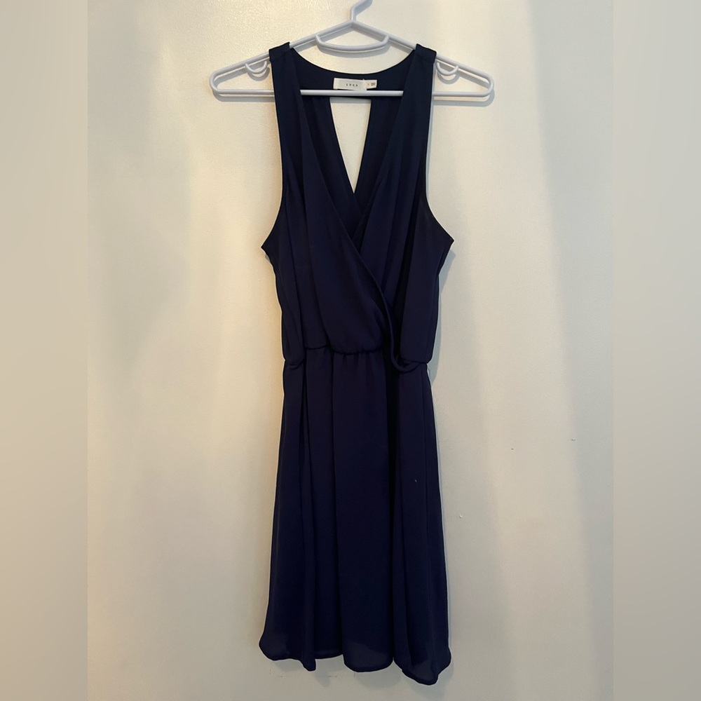 Small navy blue v-neck Lush minidress
